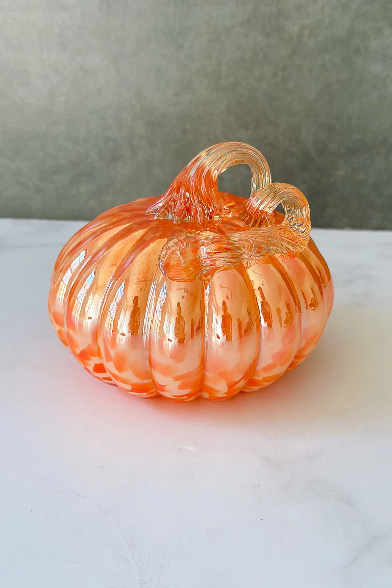 Glass Pumpkin 5"x4.3" Orange Multi