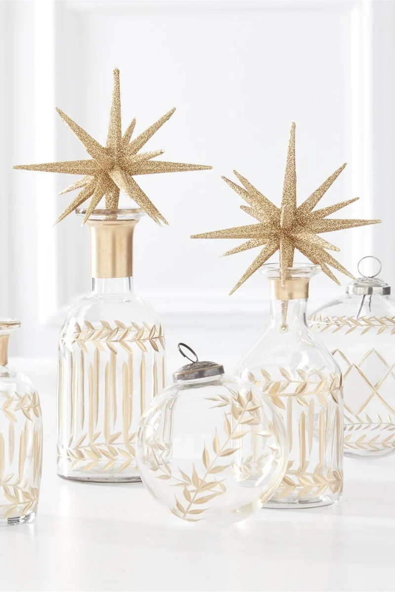 Glitter Star Ornament 8" Gold