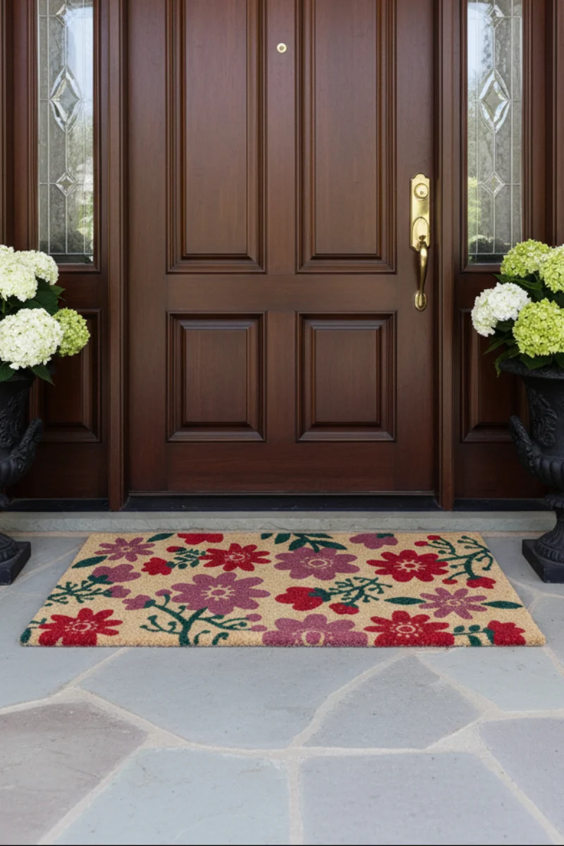 Happy Flowers Coir Doormat