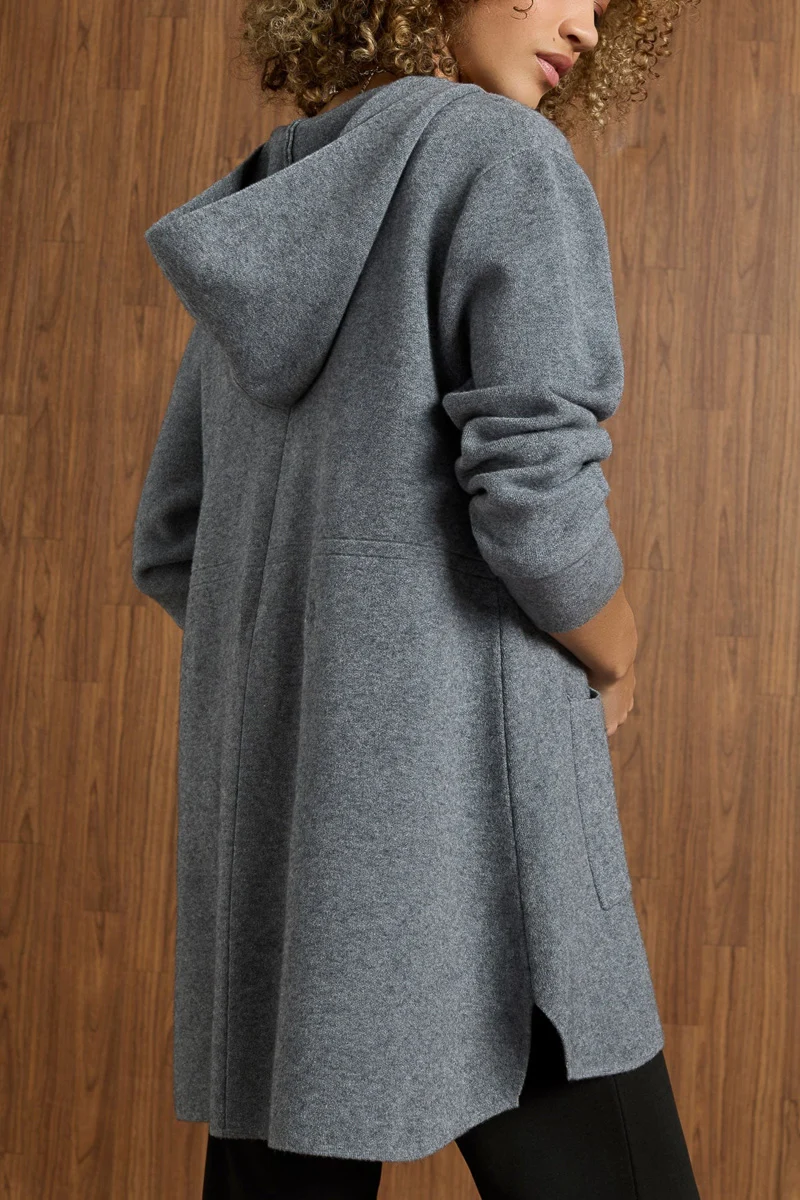 Heavenly-Luxe Zip Front Hooded Cardigan with Pockets XS Mid Heather Grey - Image 2
