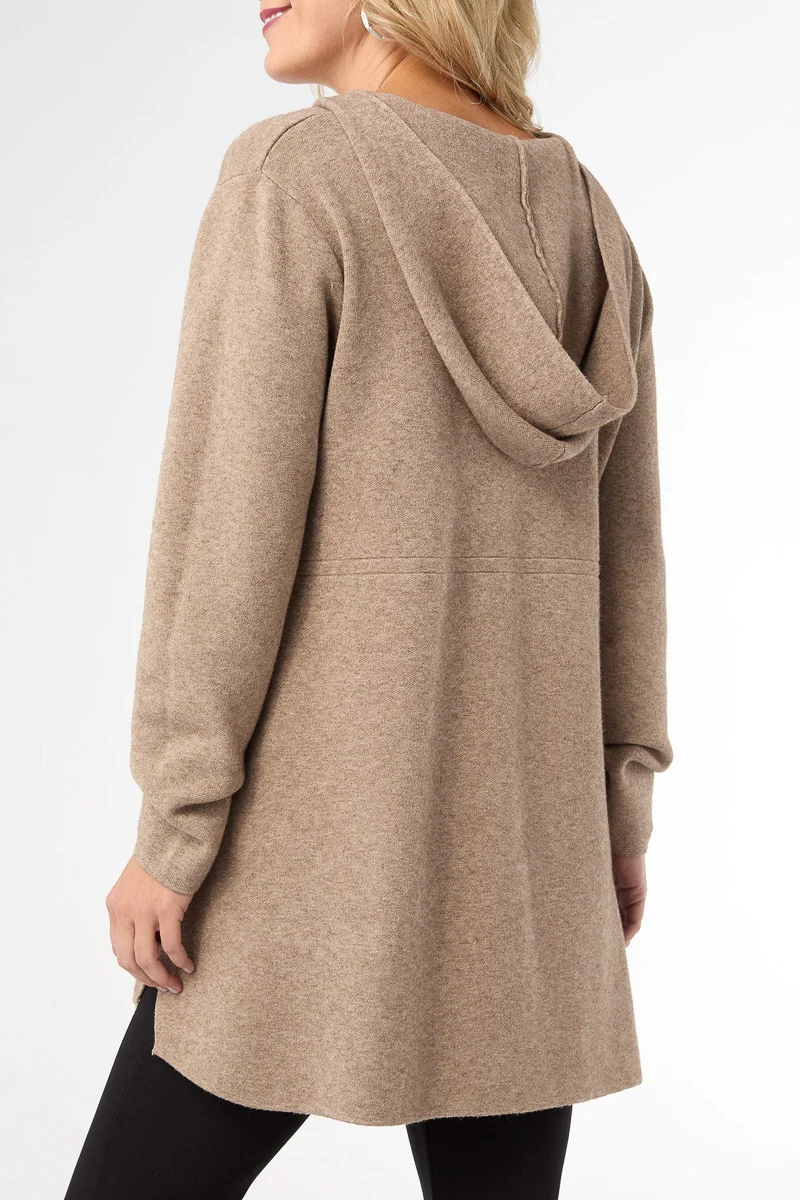 Heavenly-Luxe Zip Front Hooded Cardigan with Pockets XXL Beige Heather - Image 2