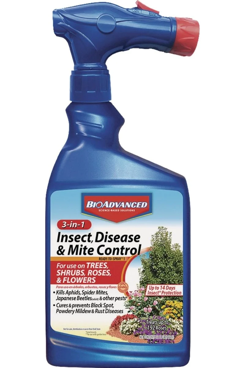 BioAdvanced 3-in-1 Insect, Disease & Mite Control Ready to Spray with Hose End Sprayer 32 oz