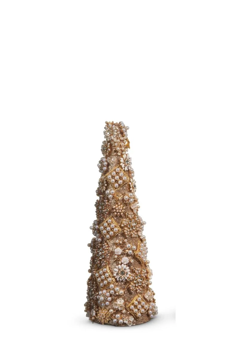 Jewel and Pearl Brooch Cone Tree Small 13" Gold