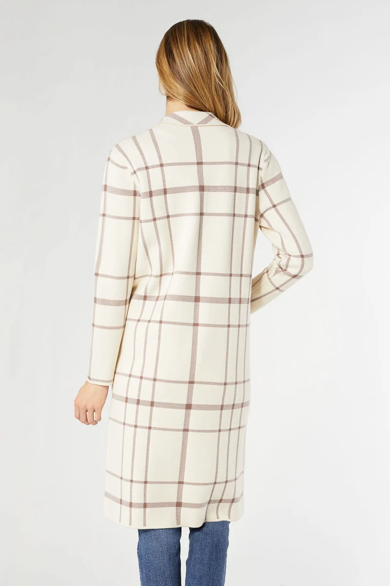 Juliana Double Knit Long Coat Cream/Mushroom Small/Medium - Image 3