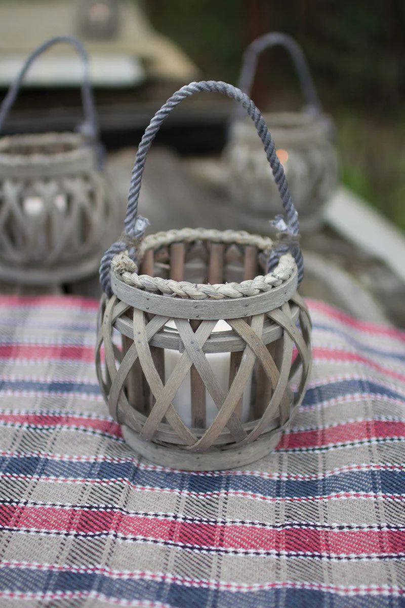Kalalou Grey Willow Votive Lantern with Glass