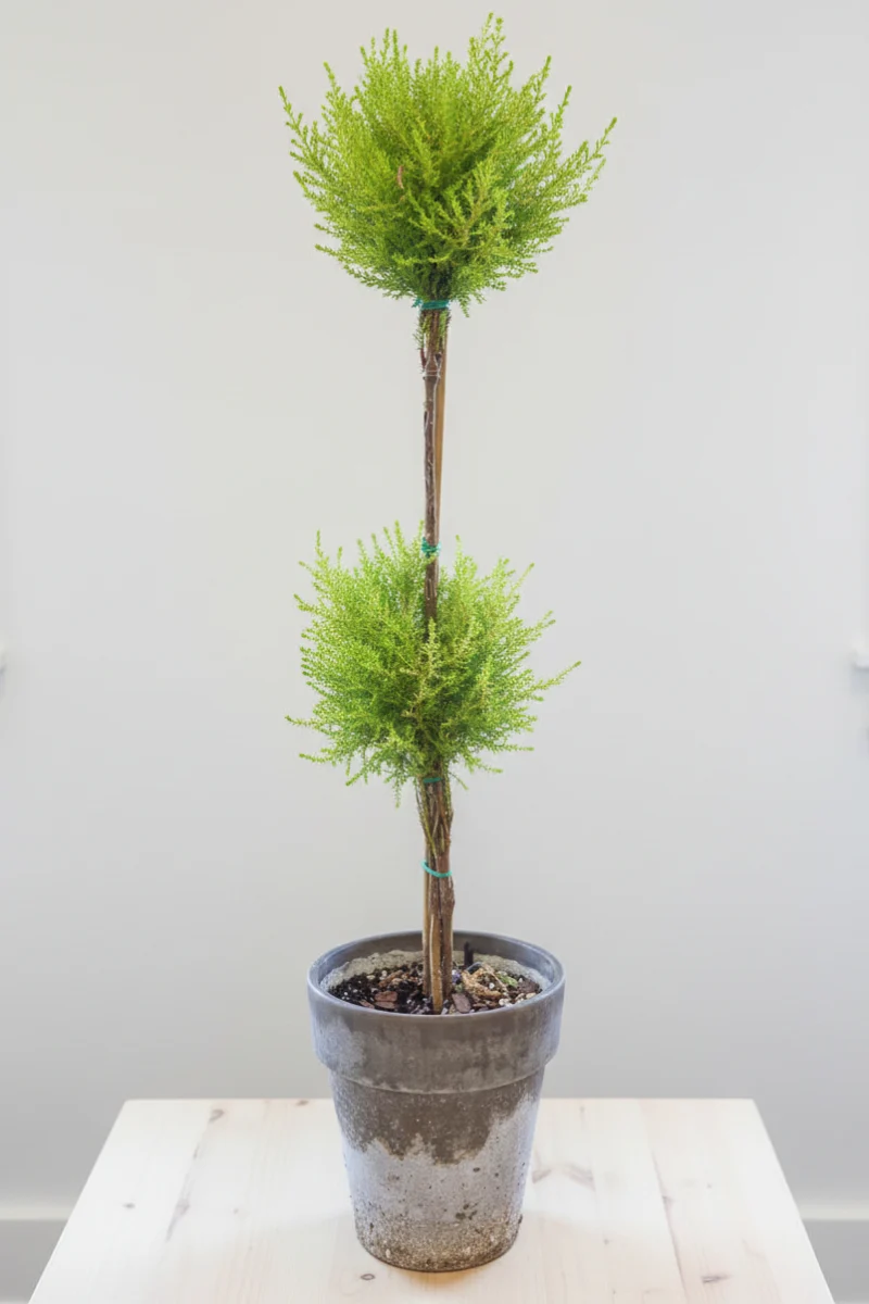Lemon Cypress, Topiary Double Ball 5" Grey Clay Pot