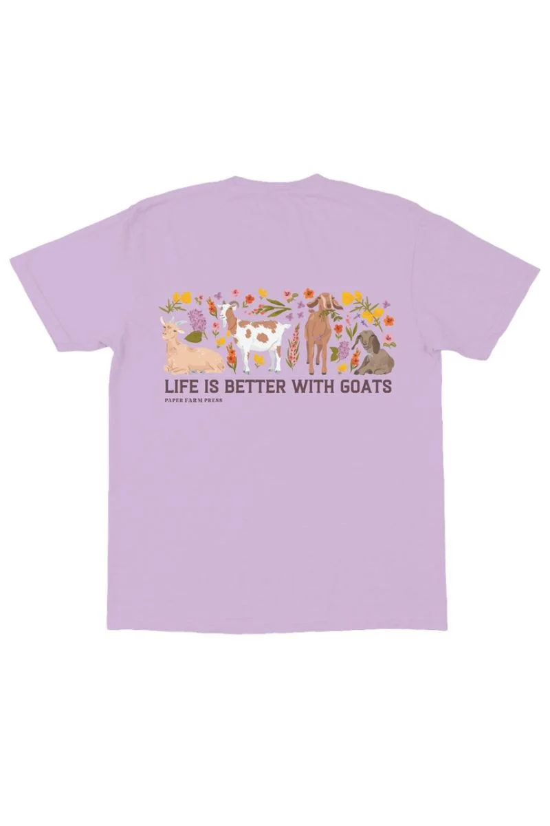 Life Is Better With Goats Tee Large Orchid - Image 3