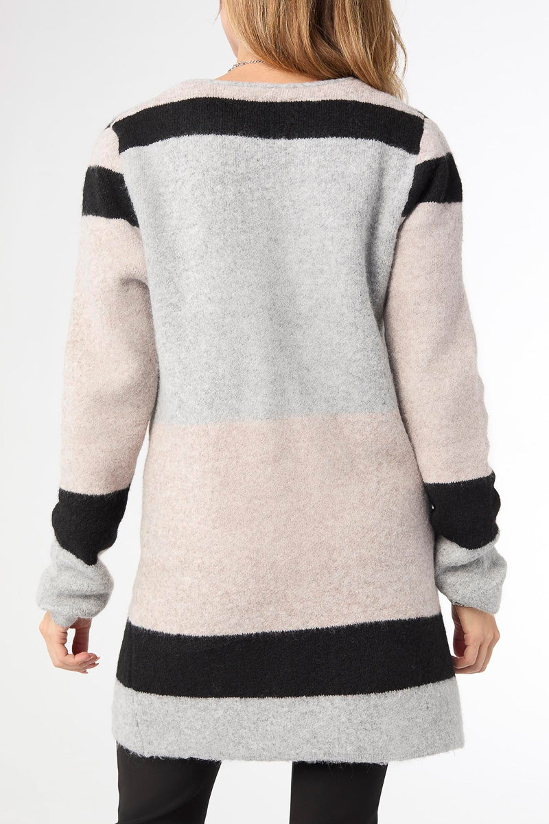 Liz Open Cardigan with Front Pockets L/XL Mid Heather Grey - Image 2