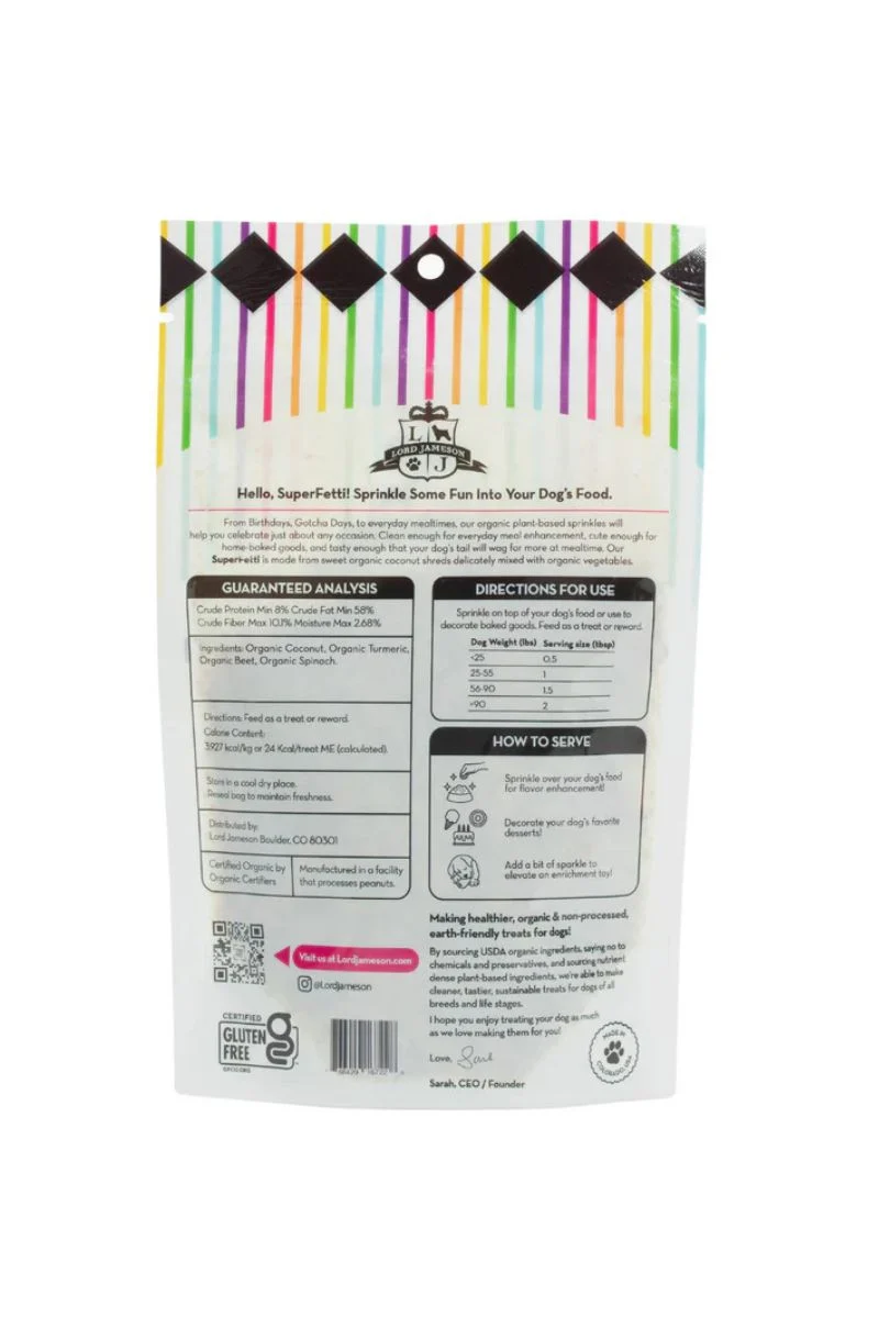 Lord Jameson Celebration SuperFetti Sprinkles Organic Dog Treat 3 oz - Image 2