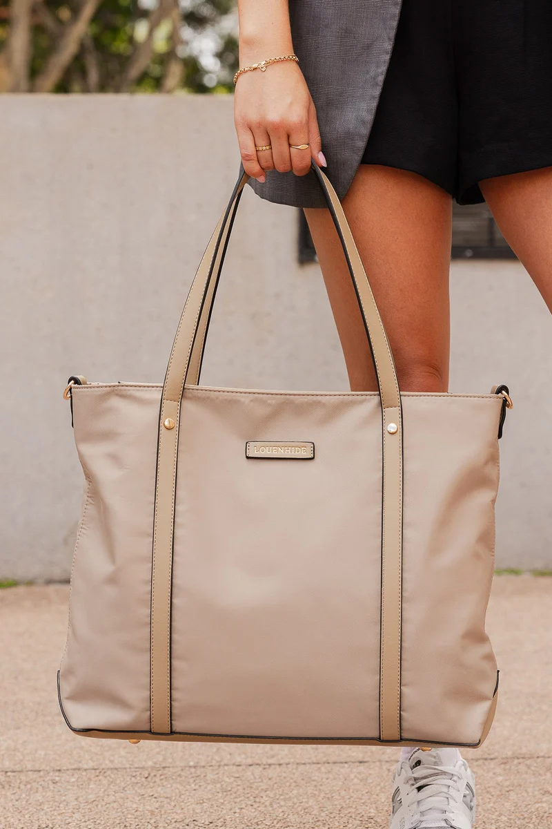 Louenhide Nora Nylon Travel Tote Beige