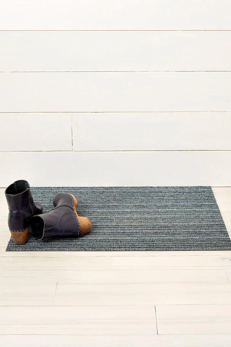 Chilewich Skinny Stripe Shag Doormat 18"x28" Forest