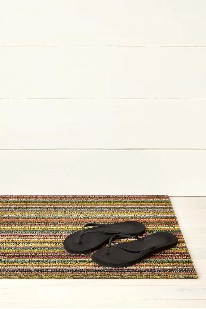 Chilewich Skinny Stripe Shag Doormat 18"x28" Bright Multi