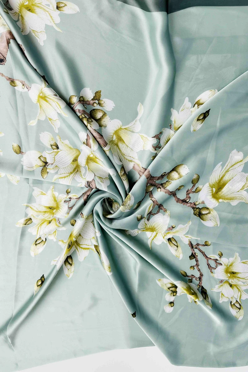 Silky Floral Scarf Aqua/Multi - Image 3