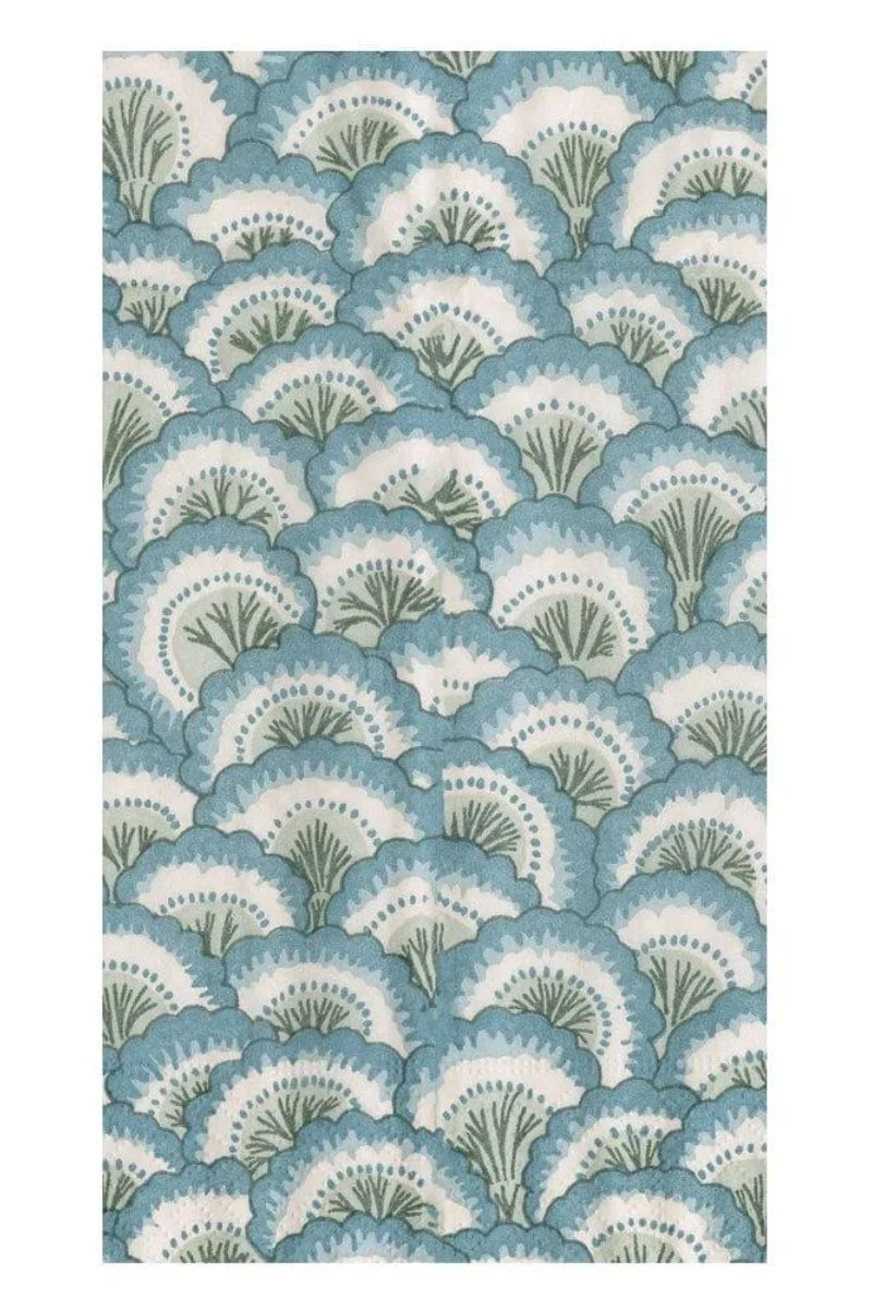Caspari Pontchartrain Scallop Guest Towels Blue