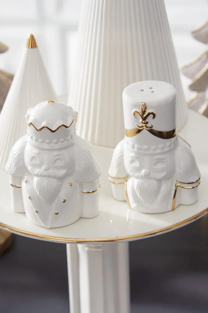 Nutcracker Salt & Pepper Shakers White Set of 2