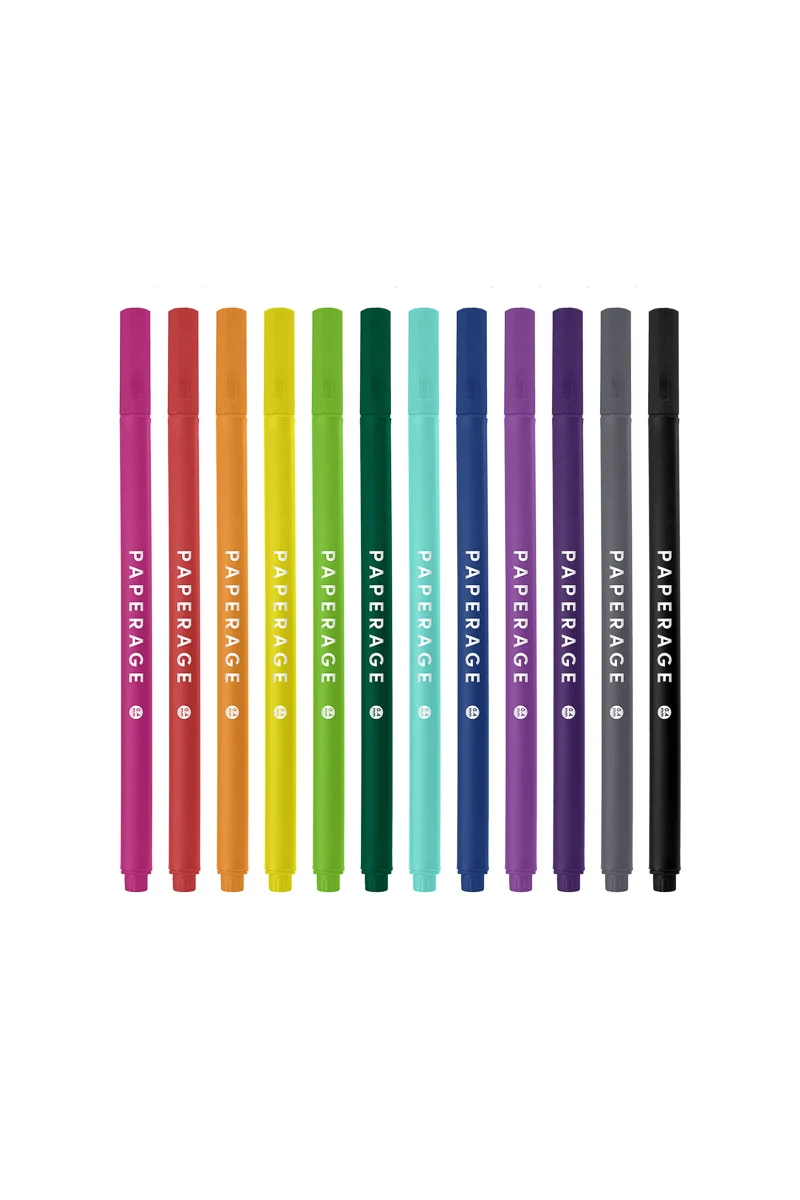 Paperage Felt Tip Fine Liner Pen 12 Pack Bright - Image 2