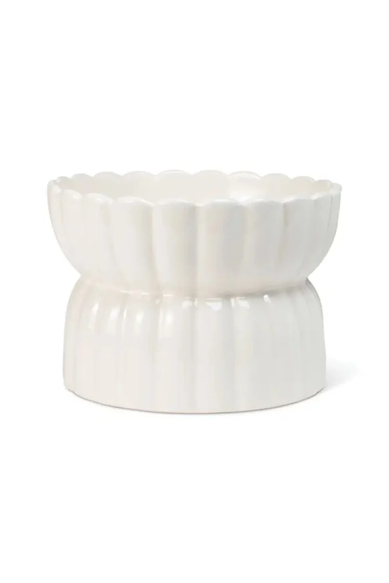 Petshop by Fringe Sculpt Elevated Feeder Medium Scalloped Ivory