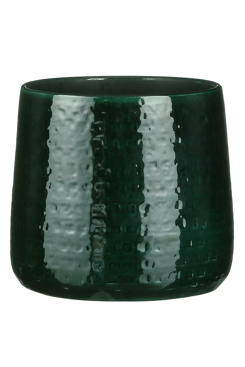 PLANTER, FLANA 9.5" ROUND GRN