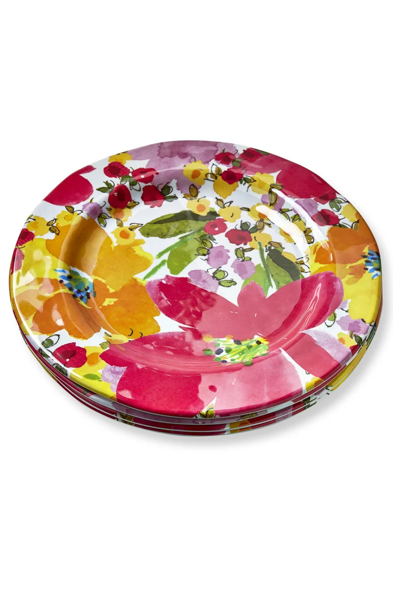 Springtime Floral Melamine Dinner Plate Set of 4