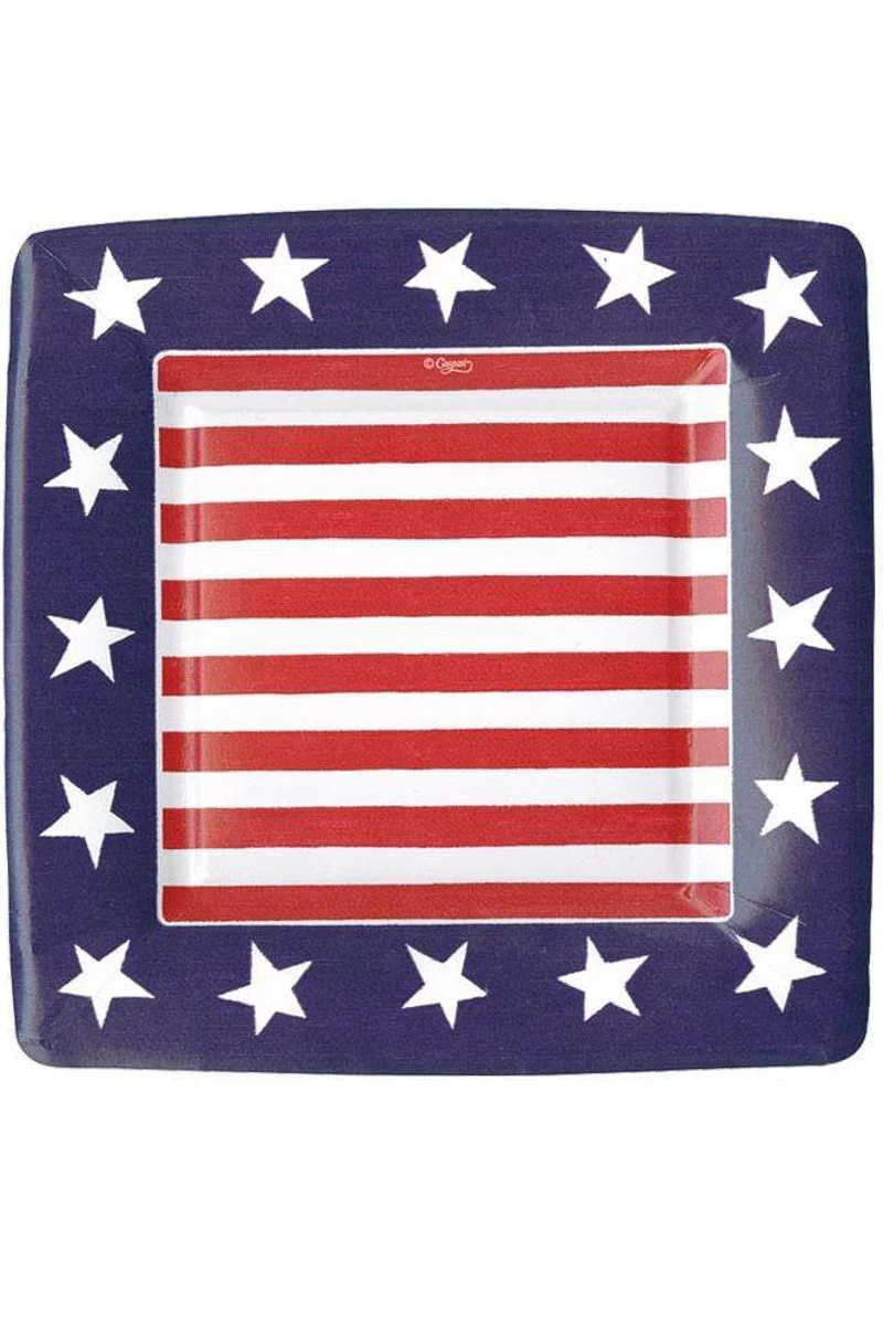 Caspari Red, White & Blue Paper Square Salad Plates
