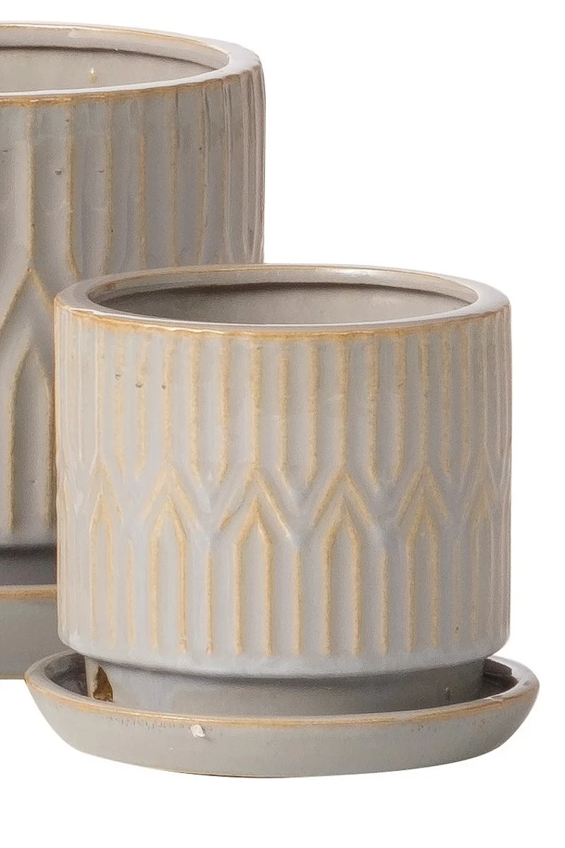 Alfresco Cathedral Petits Pot with Saucer 5.5" Grey Mist