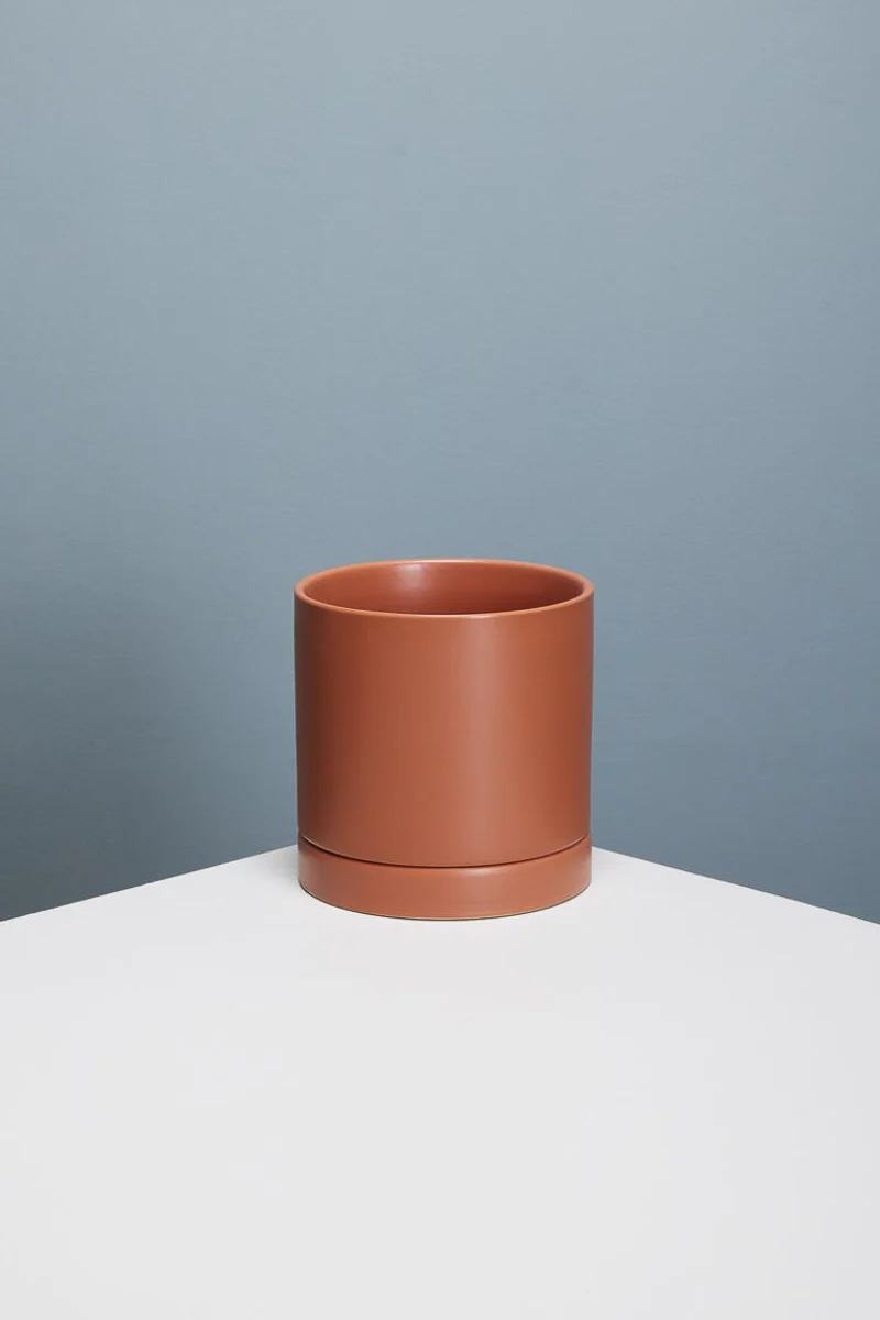 Romey Pot with Saucer 5"x 5.75" Orange