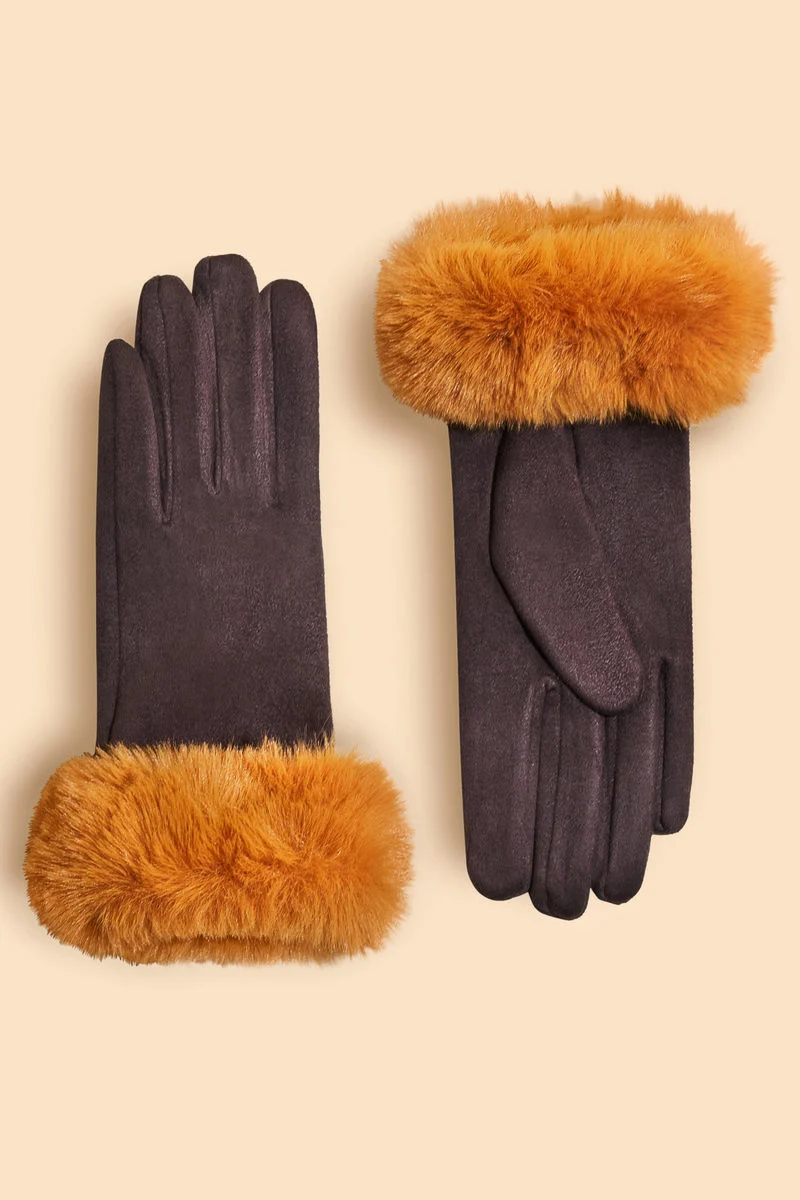 Powder Design Bettina FF Cuff Gloves Chocolate/Mustard - Image 2
