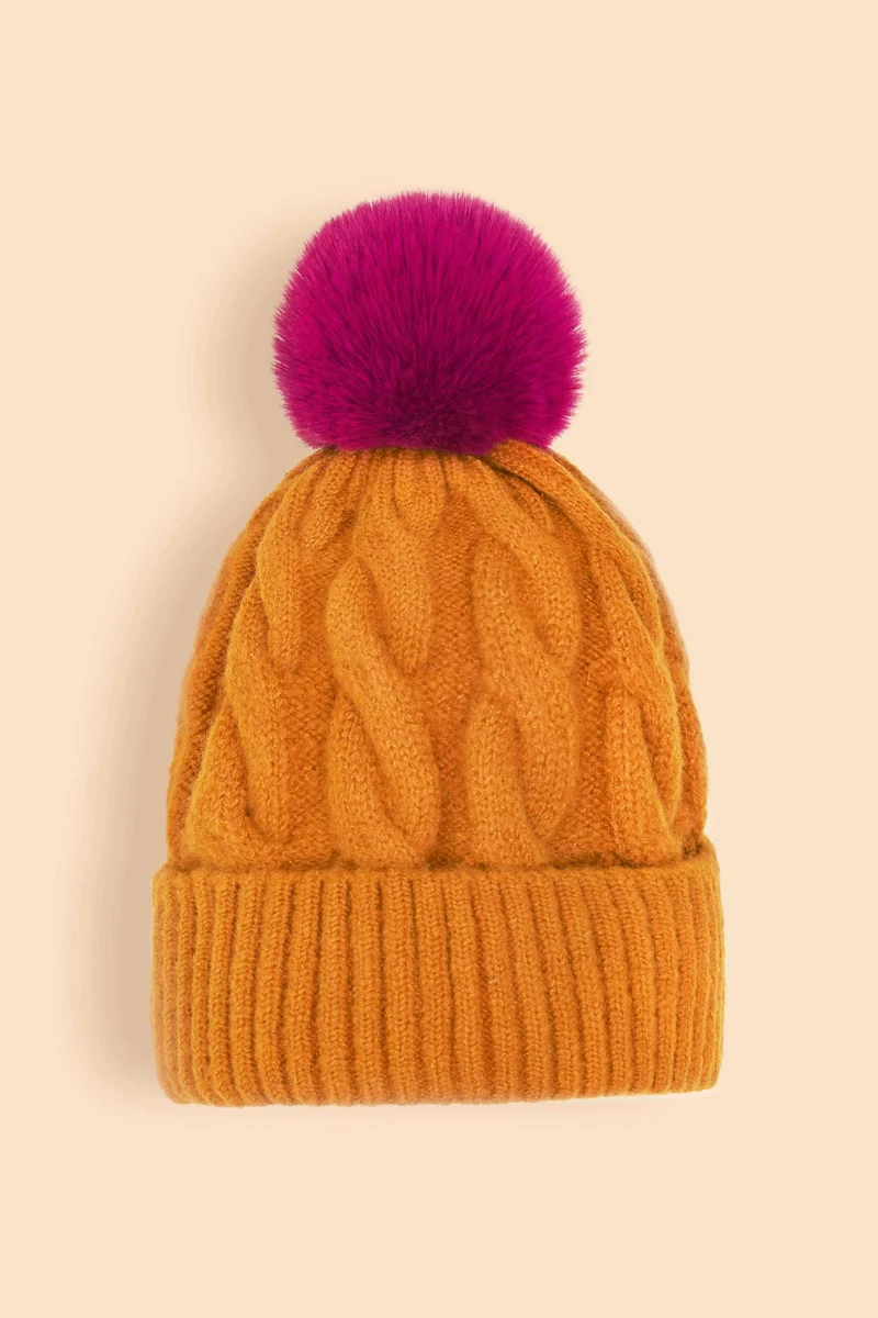 Powder Design Svana Bobble Hat Tangerine - Image 2
