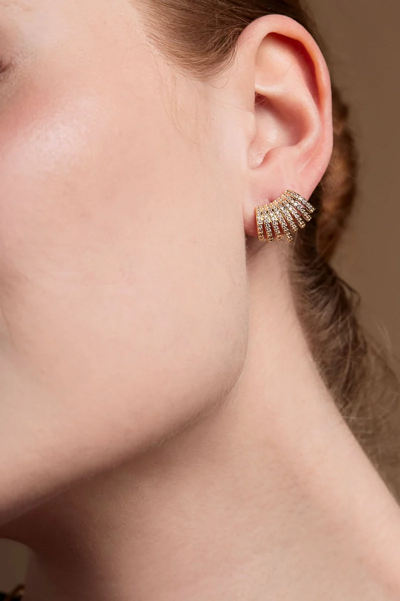 Rho Sunbeam Pave Stud Earrings Gold
