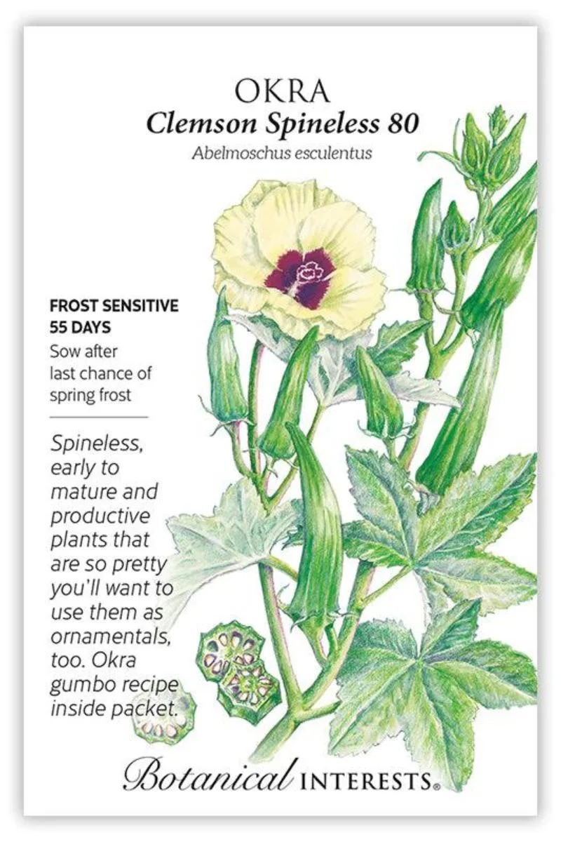 Botanical Interests Clemson Spineless 80 Okra Organic Seeds