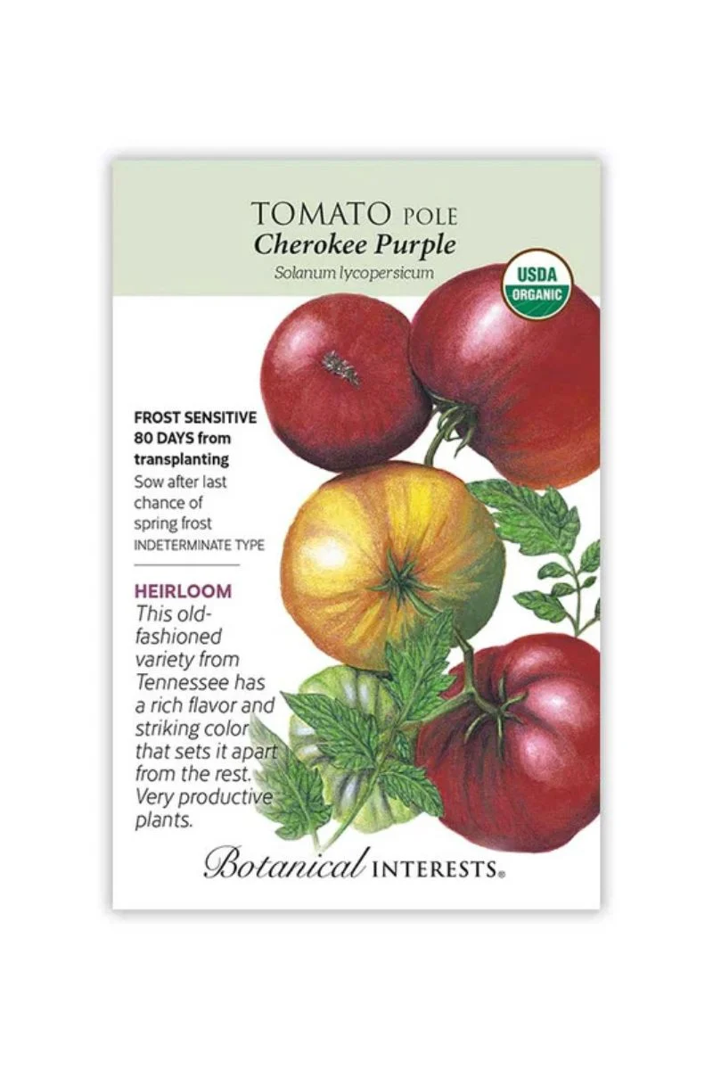 Botanical Interests Cherokee Purple Pole Tomato Organic Seeds