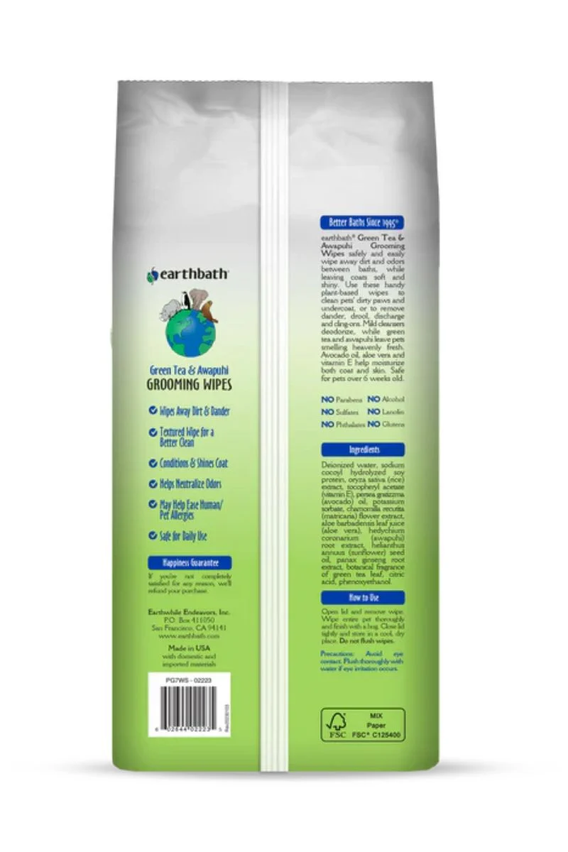 Earthbath Grooming Wipes Green Tea & Awapuhi - Image 3
