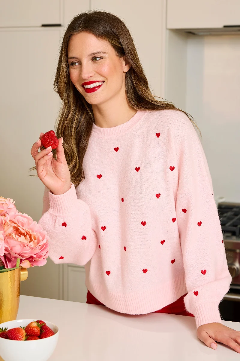 Shiraleah Hearts Sweater XL Blush