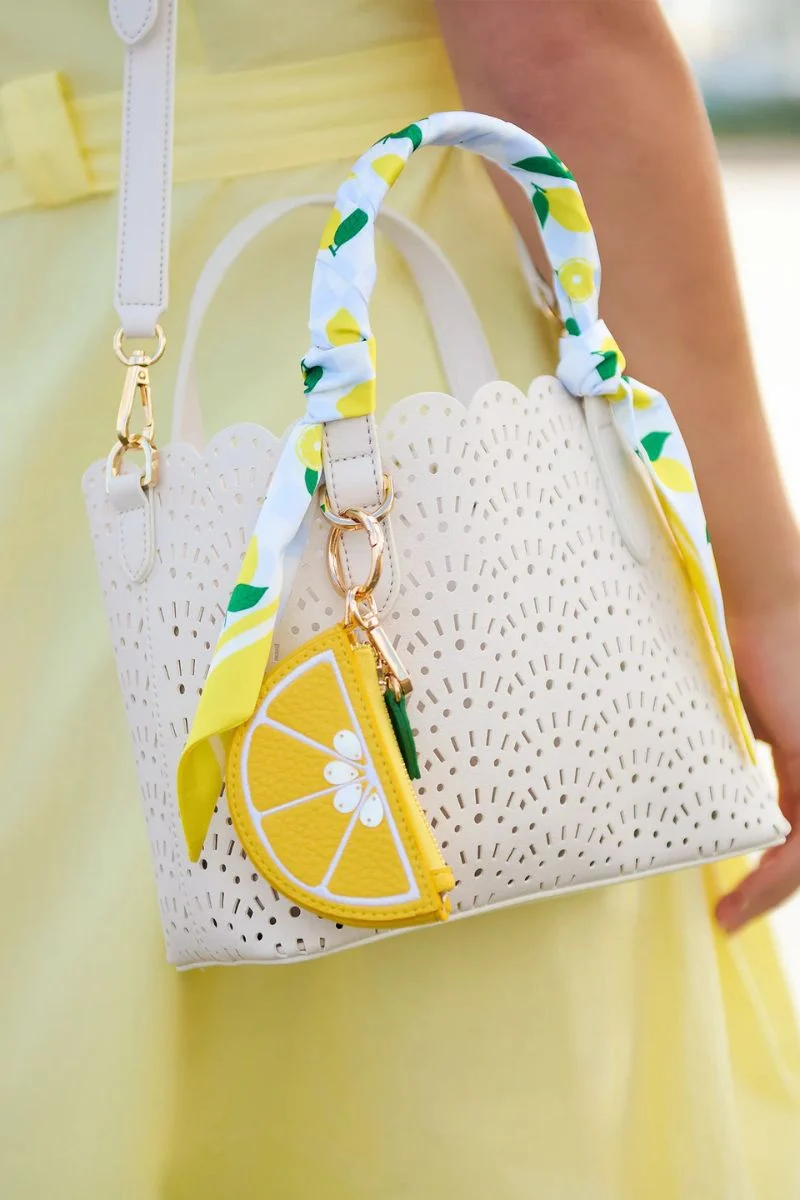 Shiraleah Lemon Zip Pouch Charm Key Ring - Image 2