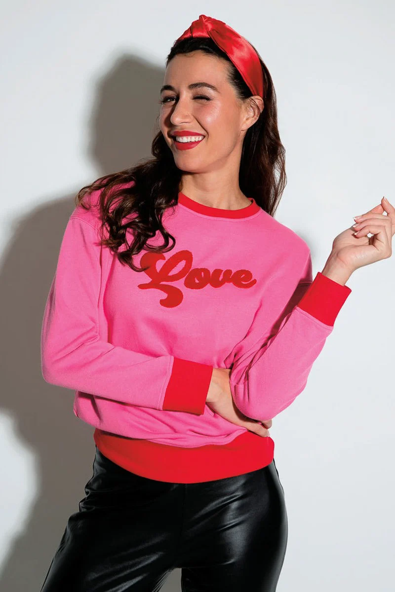 Shiraleah Love Sweatshirt Pink Medium - Image 2
