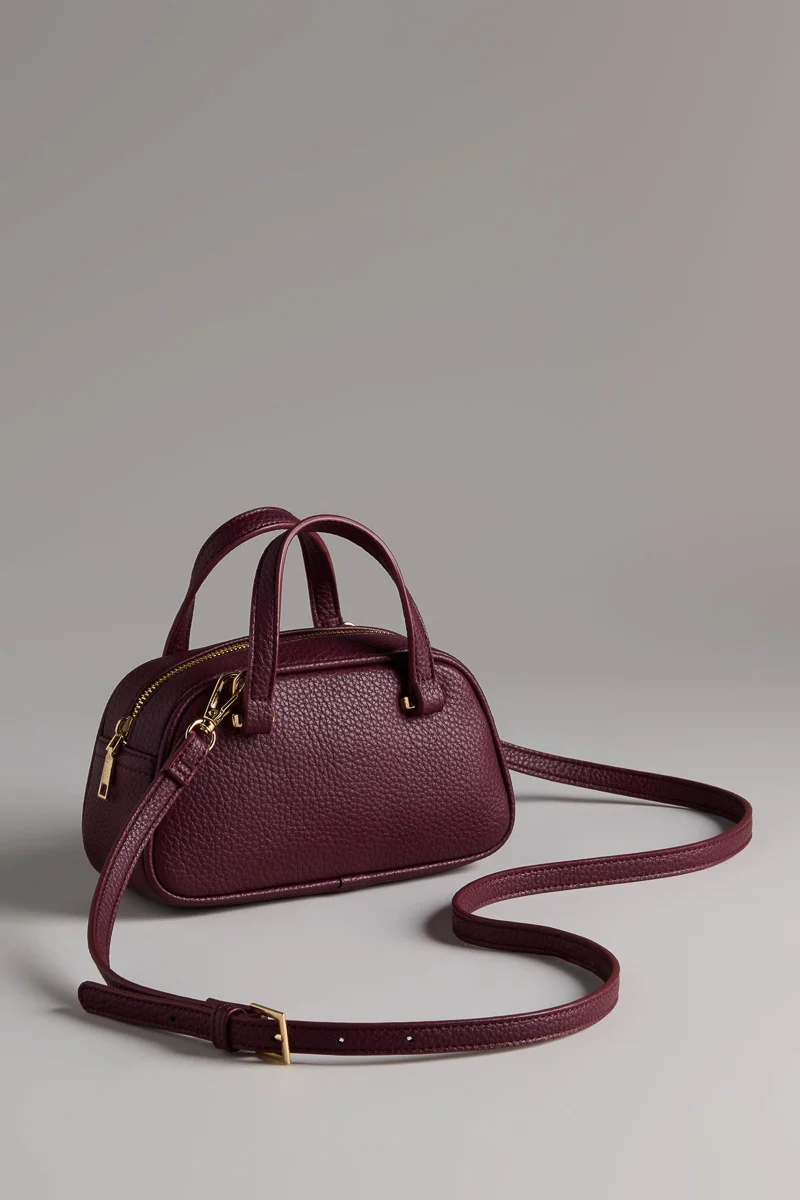 Shiraleah Vallerie Pebble Grain Mini Top Handle Bag Wine - Image 2