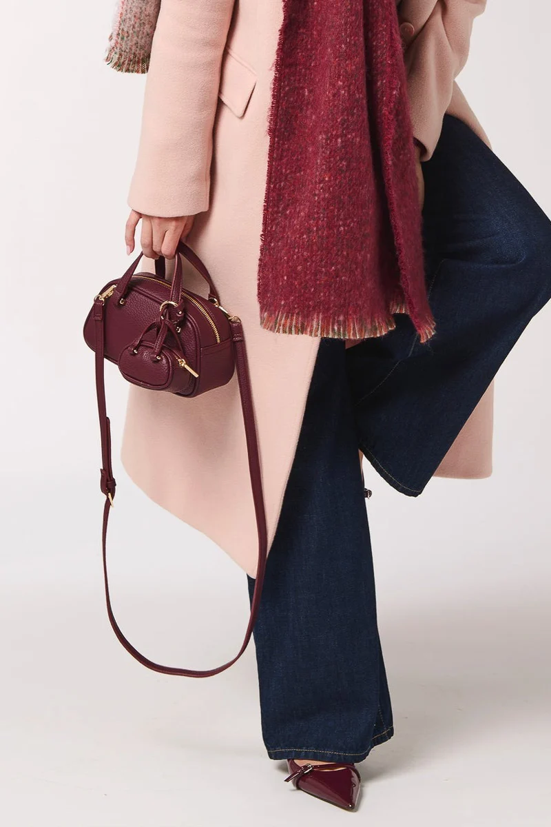 Shiraleah Vallerie Pebble Grain Mini Top Handle Bag Wine - Image 3