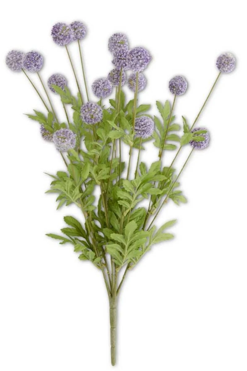 Faux Mini Allium Bush with Foliage 22" Purple