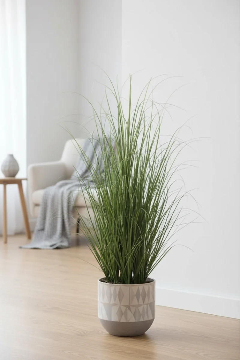 Faux Grass Bush in Pot 48" Two Tone Green