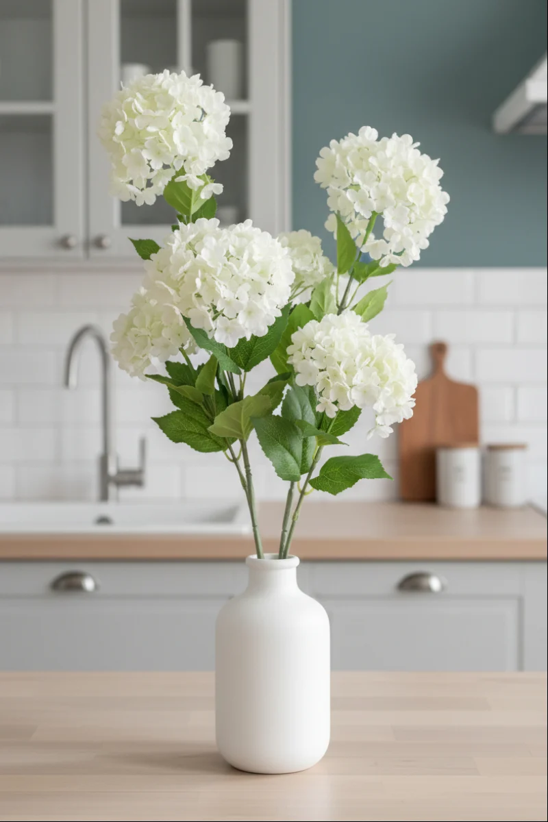 Faux Snowball Spray 34.5" Cream & Green