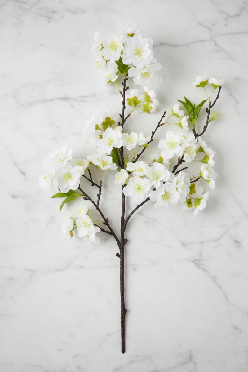 Faux Cherry Blossom Spray18" White