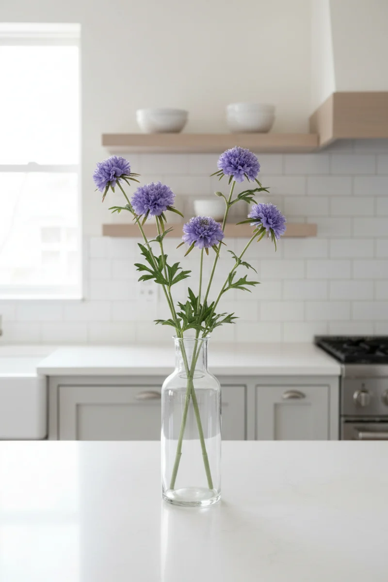 Faux Scabiosa Spray 28.25"Lavender