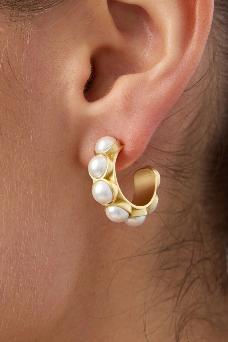 Spartina Anna Petite Hoop Earrings Pearl