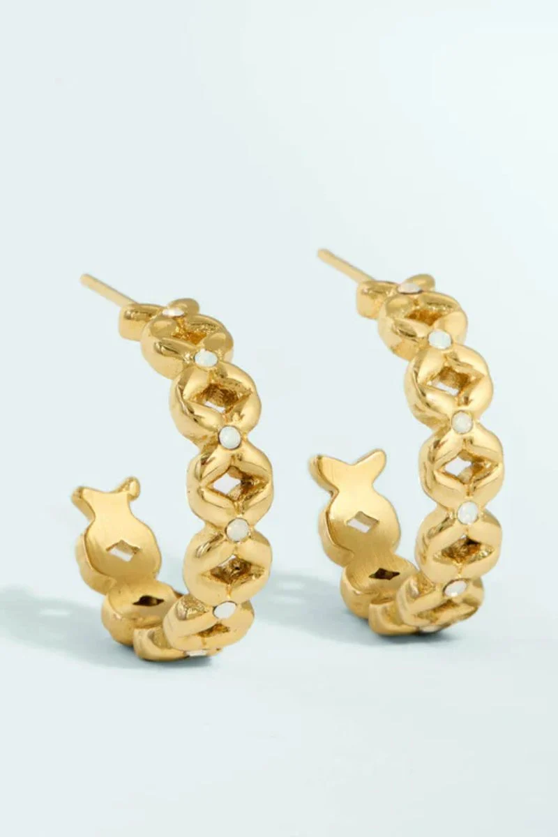 Spartina Splash Collection Bridge Street Hoop Earrings 18mm White Opal - Image 2