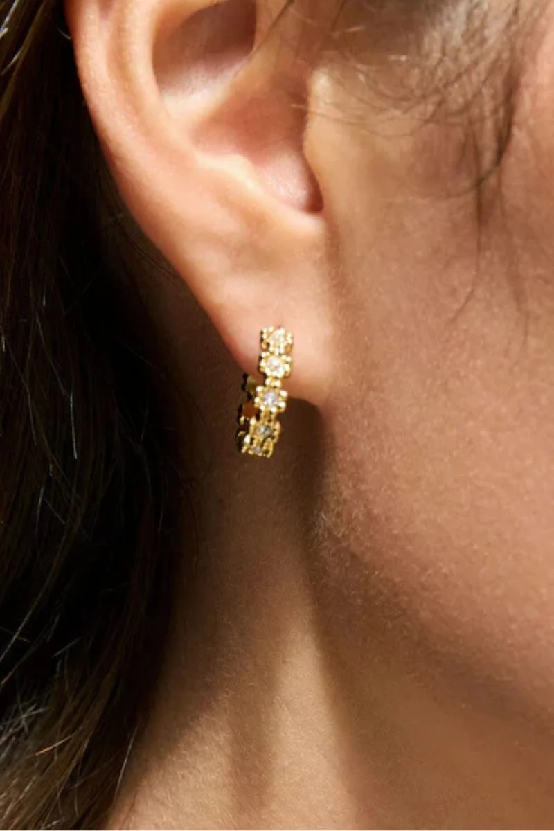Spartina Splash Collection Floret Hoop Earrings 15mm Crystal