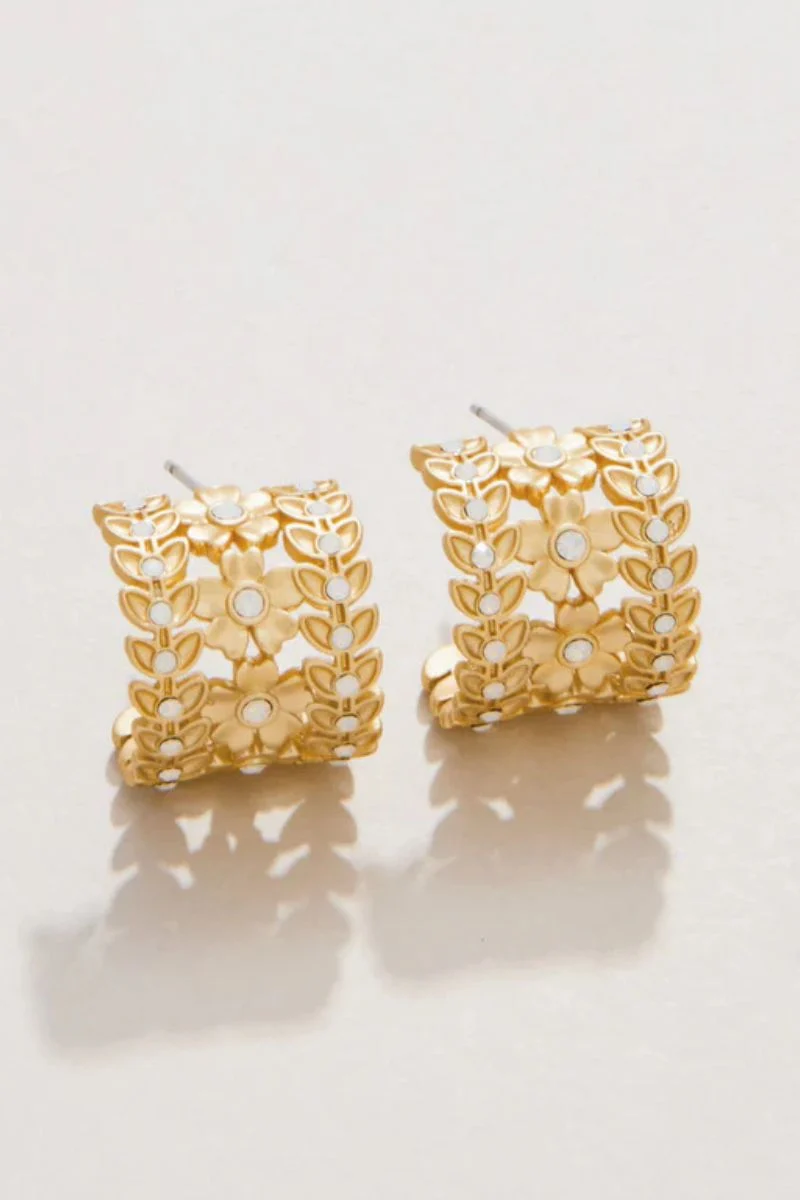 Spartina Parkwood Midi Hoop Earrings 16mm White Opal - Image 2