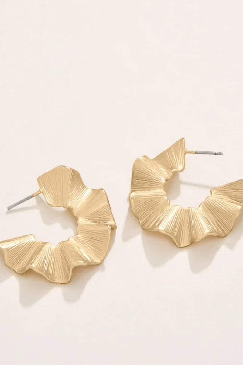 Spartina Ruffle Hoop Earrings Gold - Image 2