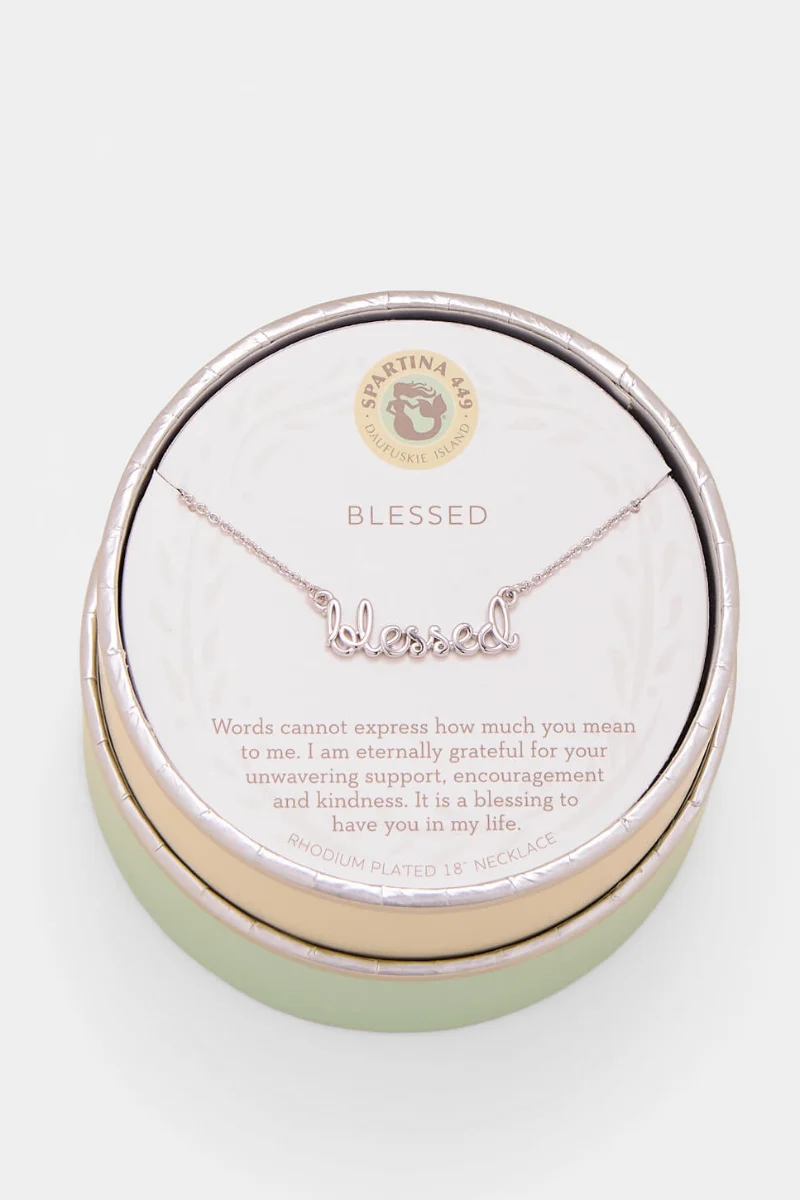Spartina Sea La Vie Blessed/Script Necklace 18" Silver - Image 2