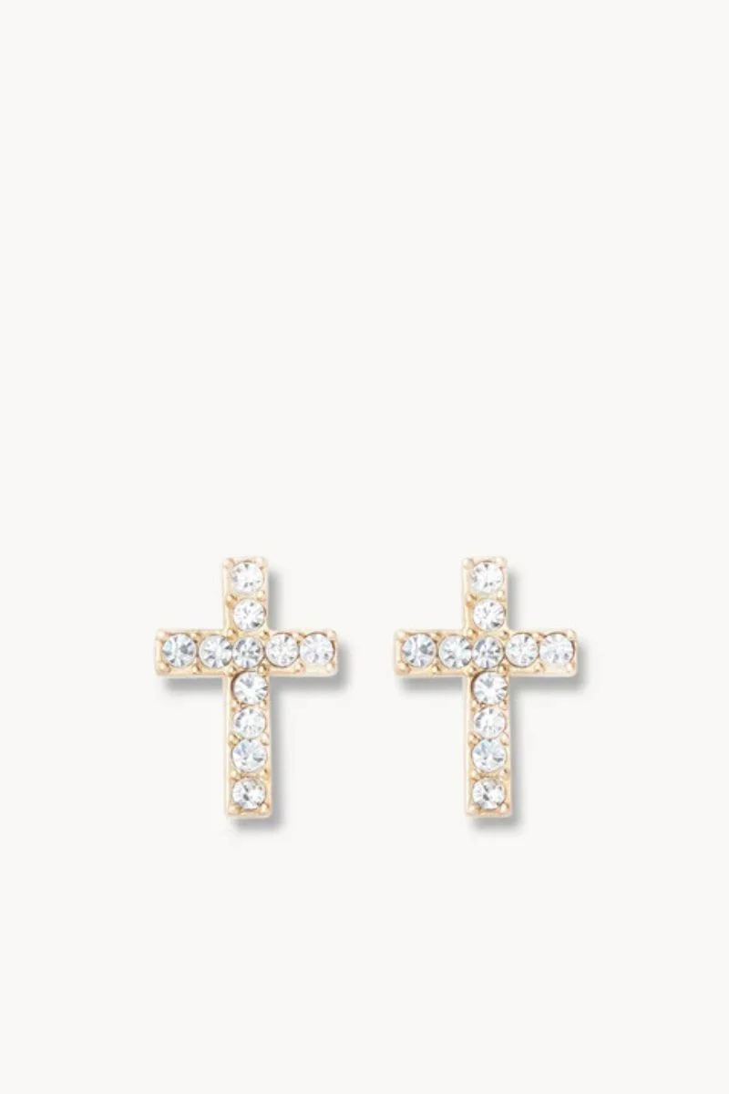 Spartina Sea La Vie Stud Earrings Have Faith Cross Gold - Image 2