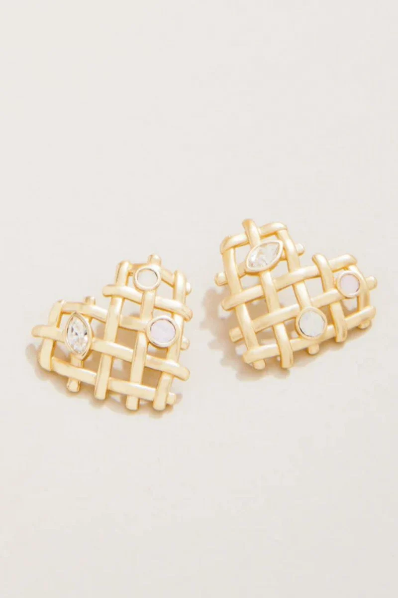 Spartina Woven Heart Earrings Crystal - Image 2